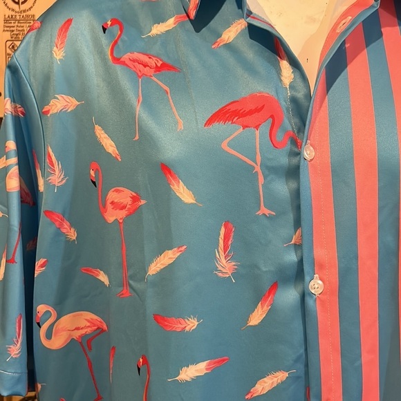 Flamingo Button Down. NWT 3XL, May run small - Picture 2 of 8